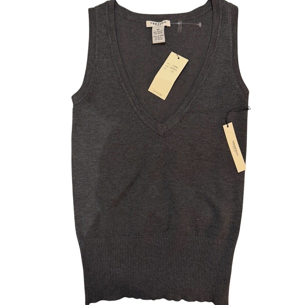 Vertigo Paris Sweater Vest Women XS Dark Academia Minimalist French Girl